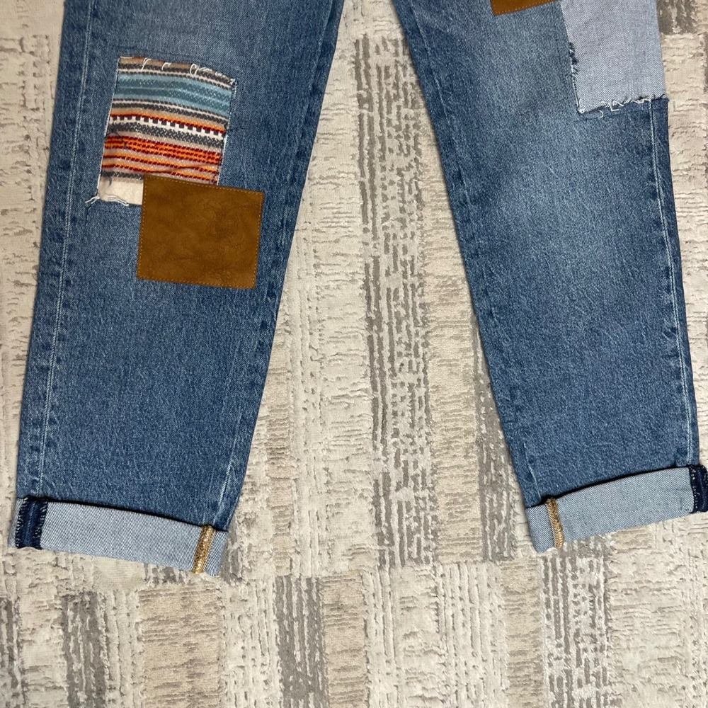 NEW Lucky Brand Legend Boy Mid Rise Relaxed Straight Patchwork Jeans Womens 0/25 - Picture 5 of 13